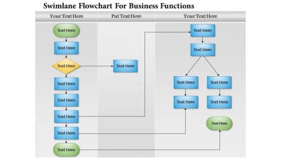 Business Diagram Swimlane Flowchart For Business Functions Presentation Template