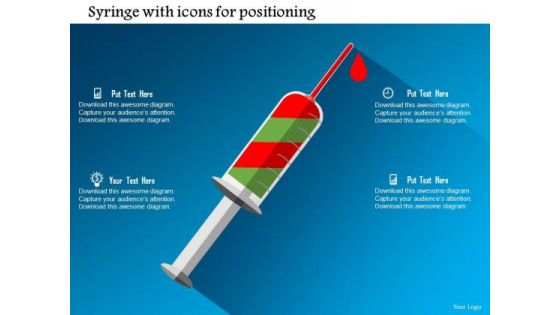 Business Diagram Syringe With Icons For Positioning Presentation Template