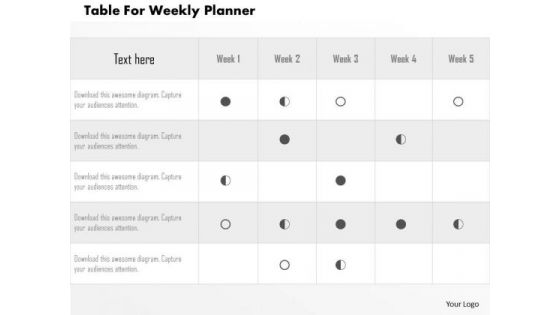 Business Diagram Table For Weekly Planner Presentation Template