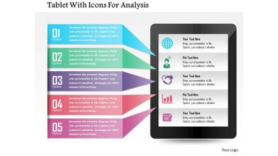 Business Diagram Tablet With Icons For Analysis Presentation Template