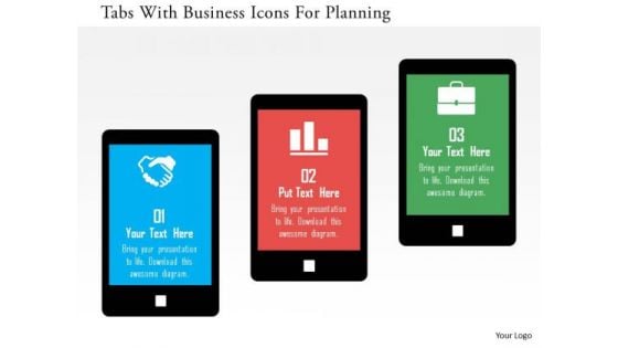 Business Diagram Tabs With Business Icons For Planning Presentation Template