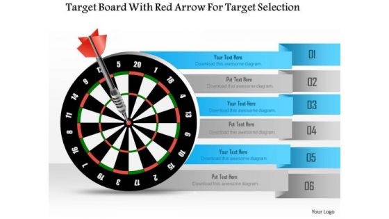 Business Diagram Target Board With Red Arrow For Target Selection Presentation Template