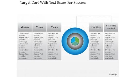 Business Diagram Target Dart With Text Boxes For Success Presentation Template