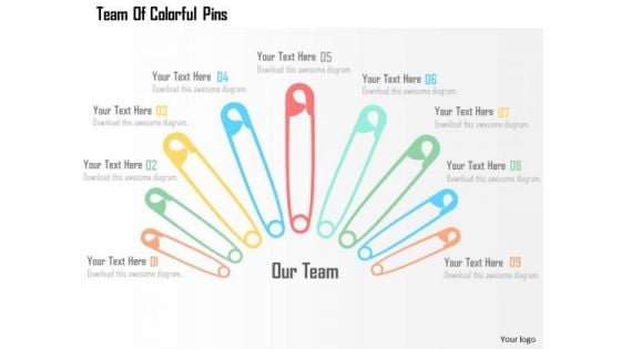 Business Diagram Team Of Colorful Pins Presentation Template