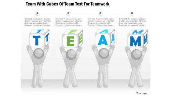 Business Diagram Team With Cubes Of Team Text For Teamwork Presentation Template