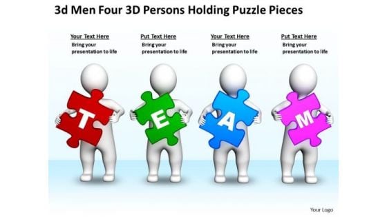 Business Diagram Templates 3d Men Four Persons Holding Puzzle Pieces PowerPoint Slides