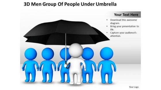 Business Diagram Templates 3d Men Group Of People Under Umbrella PowerPoint Slides