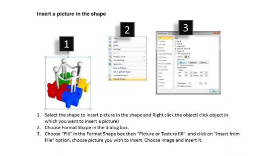 Business Diagram Templates 3d Men Unity On Puzzle Pieces PowerPoint Slides