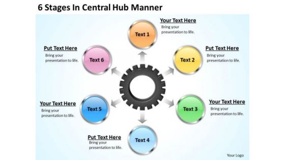 Business Diagram Templates 6 Stages Central Hub Manner PowerPoint