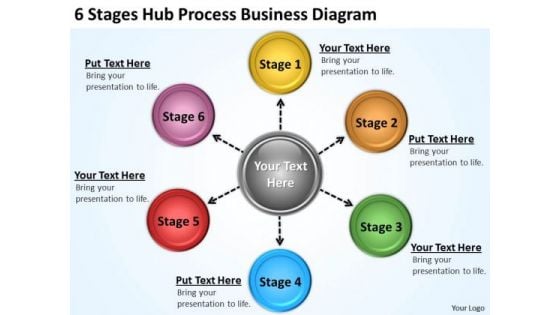 Business Diagram Templates 6 Stages Hub Process PowerPoint