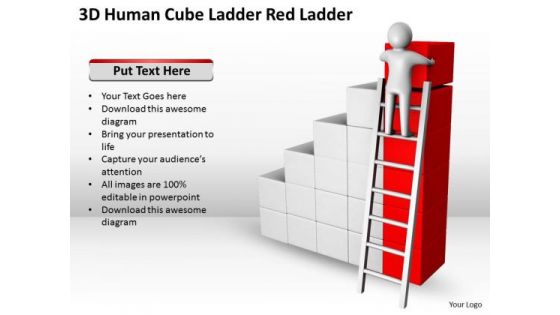 Business Diagram Templates Cube Ladder Red PowerPoint Ppt Backgrounds For Slides