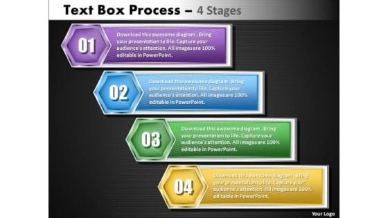 Business Diagram Text Boxe Process 4 Step Sales Diagram