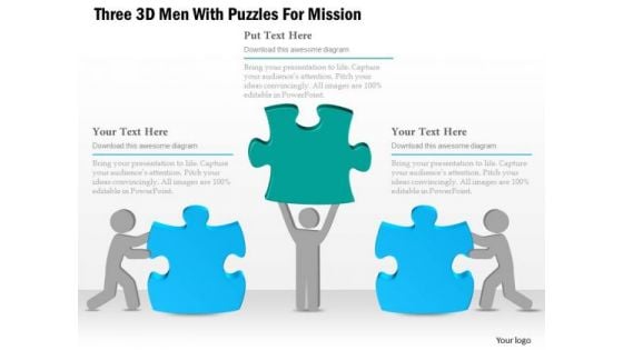 Business Diagram Three 3d Men With Puzzles For Mission Presentation Template Business Diagram Three 3d Men With Puzzles For Mission Presentation Template