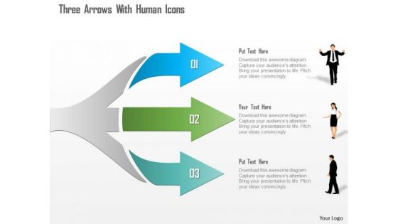 Business Diagram Three Arrows With Human Icons Presentation Template