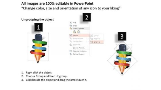 Business Diagram Three Business Steps Pencil Design Presentation Slide Template