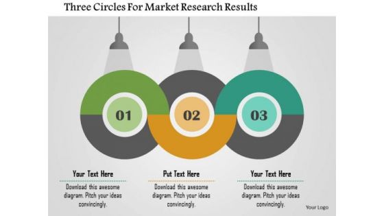 Business Diagram Three Circles For Market Research Results Presentation Template