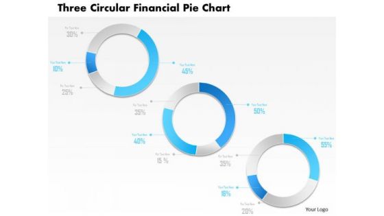 Business Diagram Three Circular Financial Pie Chart PowerPoint Template