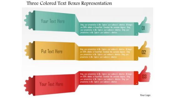 Business Diagram Three Colored Text Boxes Representation PowerPoint Template