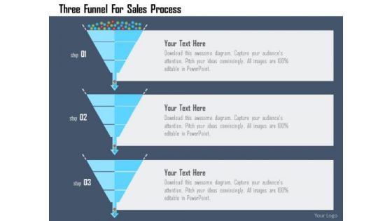 Business Diagram Three Funnel For Sales Process Presentation Template