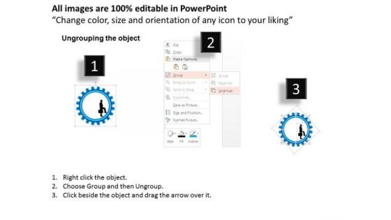 Business Diagram Three Gears Icons With Business Men Presentation Template