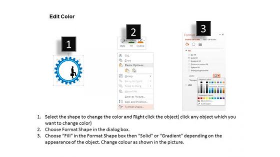 Business Diagram Three Gears Icons With Business Men Presentation Template