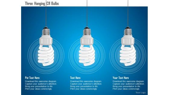 Business Diagram Three Hanging Cfl Bulbs Presentation Template