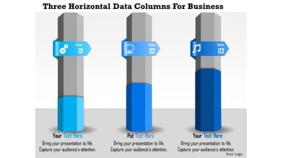 Business Diagram Three Horizontal Data Columns For Business Presentation Template