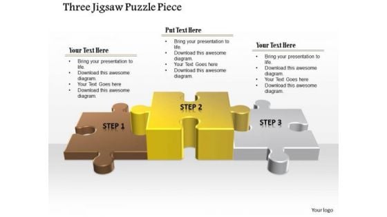 Business Diagram Three Jigsaw Puzzle Piece Presentation Template