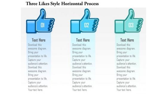 Business Diagram Three Likes Style Horizontal Process Presentation Template