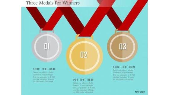 Business Diagram Three Medals For Winners Presentation Template