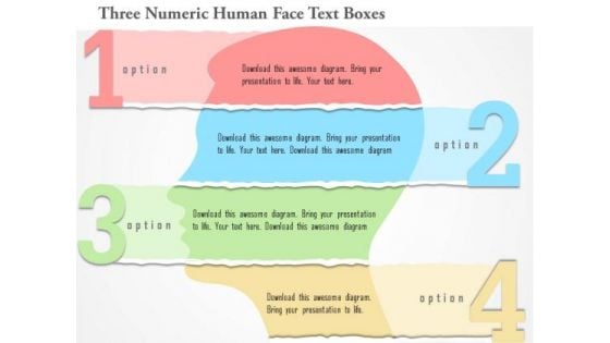 Business Diagram Three Numeric Human Face Text Boxes Presentation Template