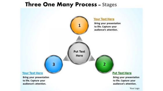 Business Diagram Three One Many Process Stages Sales Diagram