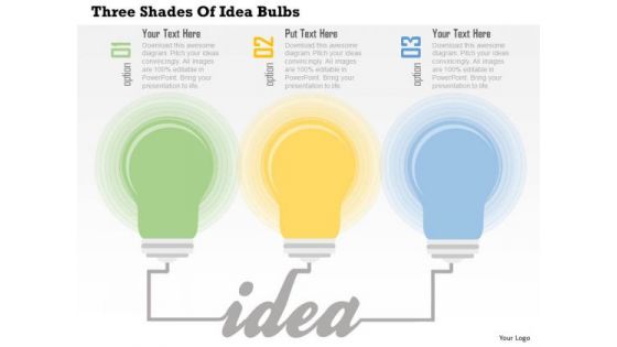 Business Diagram Three Shades Of Idea Bulbs Presentation Template