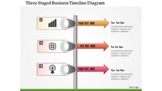 Business Diagram Three Staged Business Timeline Diagram Presentation Template