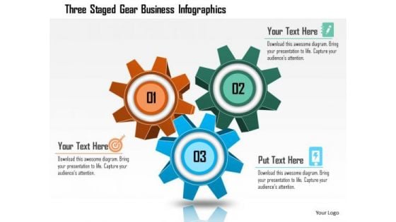 Business Diagram Three Staged Gear Business Infographics Presentation Template