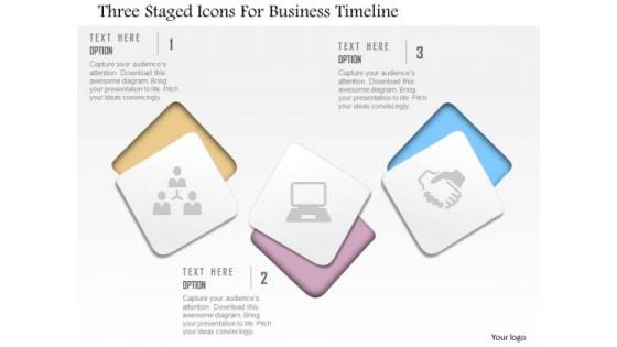 Business Diagram Three Staged Icons For Business Timeline Presentation Template