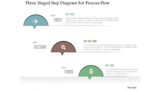 Business Diagram Three Staged Step Diagram For Process Flow Presentation Template