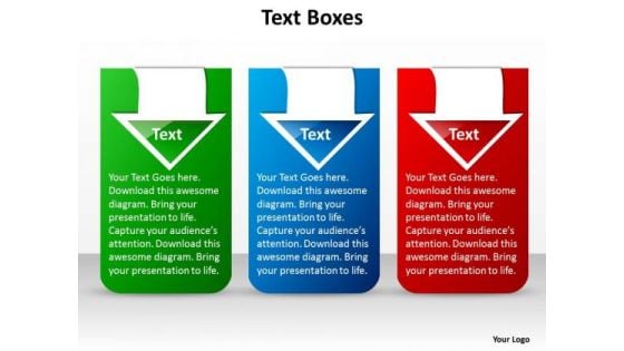 Business Diagram Three Stylish Text Boxes Business Cycle Diagram