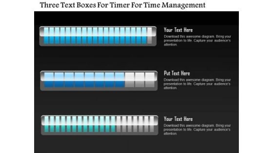 Business Diagram Three Text Boxes For Timer For Time Management PowerPoint Slide