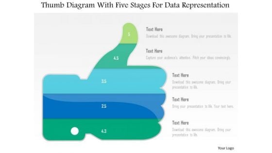 Business Diagram Thumb Diagram With Five Stages For Data Representation PowerPoint Slide