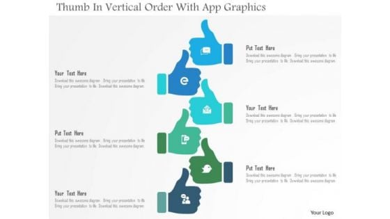 Business Diagram Thumb In Vertical Order With App Graphics Presentation Template