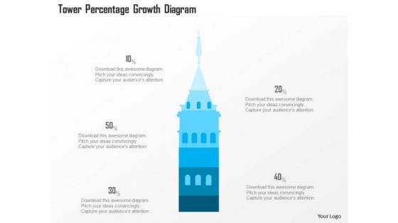 Business Diagram Tower Percentage Growth Diagram Presentation Template