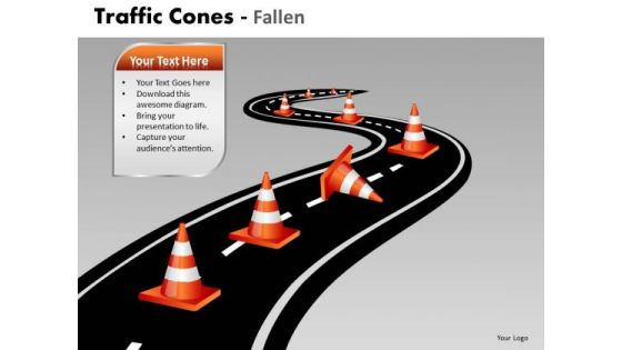 Business Diagram Traffic Cones Fallen Business Finance Strategy Development