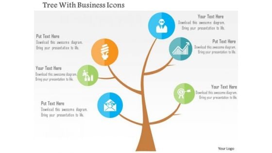 Business Diagram Tree With Business Icons Presentation Template