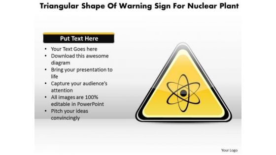 Business Diagram Triangular Shape Of Warning Sign For Nuclear Plant Presentation Template