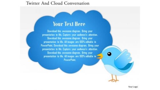 Business Diagram Twitter And Cloud Conversation Presentation Template