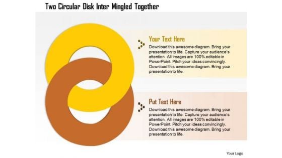 Business Diagram Two Circular Disk Inter Mingled Together Presentation Template