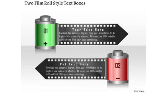 Business Diagram Two Film Roll Style Text Boxes Presentation Template