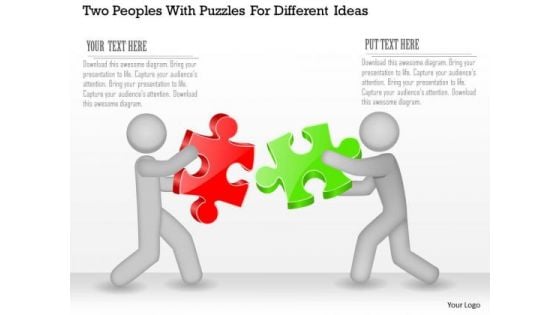 Business Diagram Two Peoples With Puzzles For Different Ideas Presentation Template