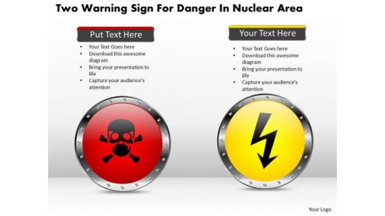 Business Diagram Two Warning Sign For Danger In Nuclear Area Presentation Template